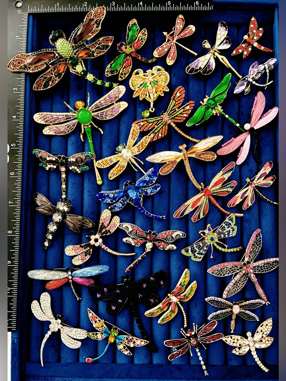 30Pcs Lot Dragonfly Brooch Pins Colorful Rhinestone Enamel Insect Jewelry